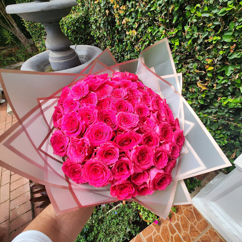 Classic Hot Pink Rose Bouquet